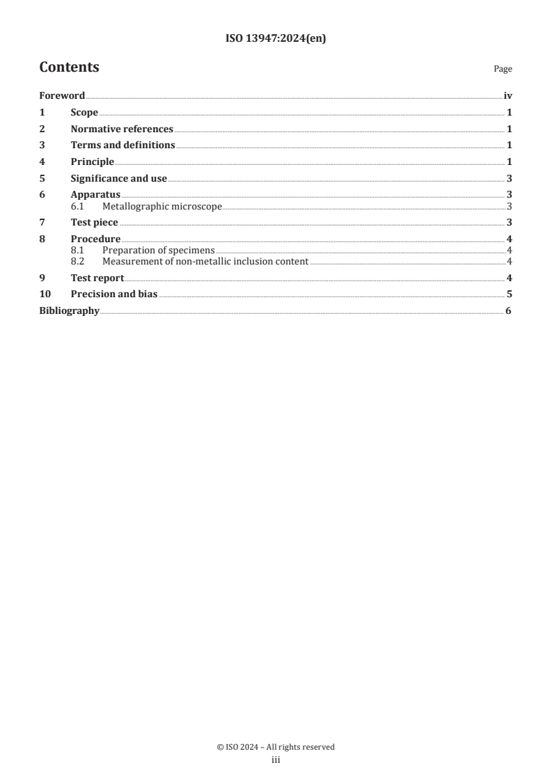 ISO 13947:2024 - Metallic powders — Test method for the determination of non-metallic inclusions in metal powders using a powder-forged specimen
Released:11/25/2024