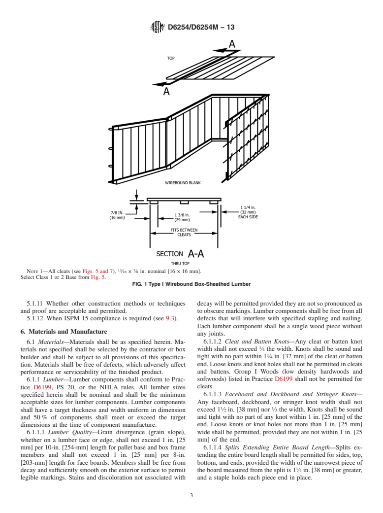 ASTM D6254/D6254M-13 - Standard Specification for  Wirebound Pallet-Type Wood Boxes