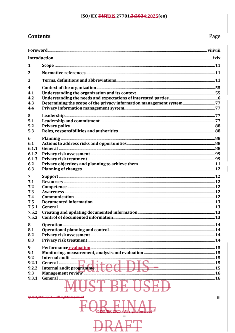 REDLINE ISO/IEC FDIS 27701 - Information security, cybersecurity and privacy protection — Privacy information management systems — Requirements and guidance
Released:24. 04. 2025