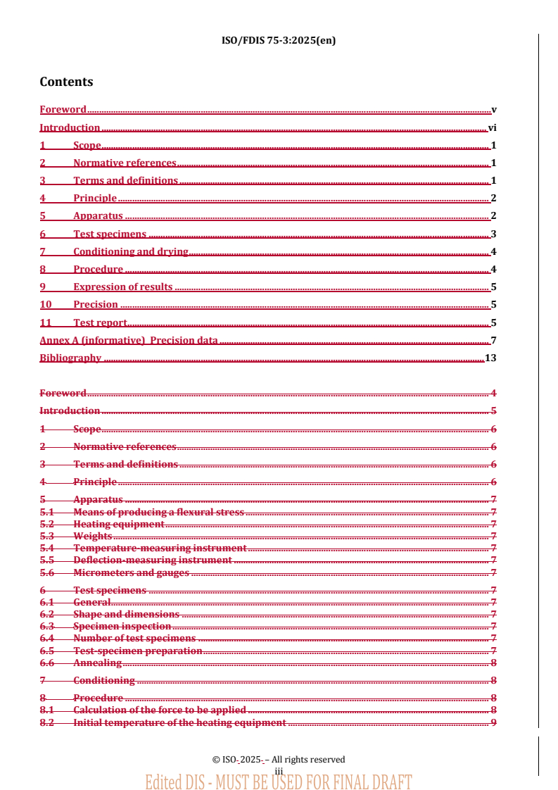 REDLINE ISO/FDIS 75-3 - Plastics — Determination of temperature of deflection under load — Part 3: High-strength thermosetting laminates and long-fibre-reinforced plastics
Released:29. 04. 2025