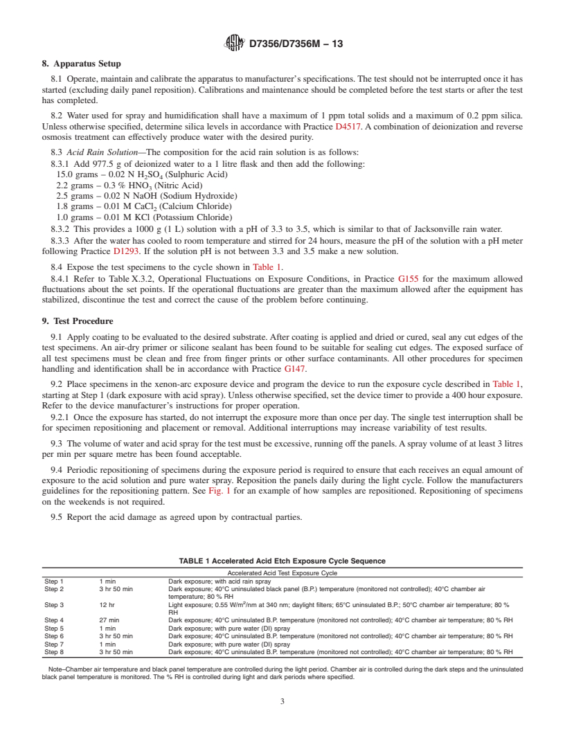 REDLINE ASTM D7356/D7356M-13 - Standard Test Method for Accelerated Acid Etch Weathering of Automotive Clearcoats Using a Xenon-Arc Exposure Device