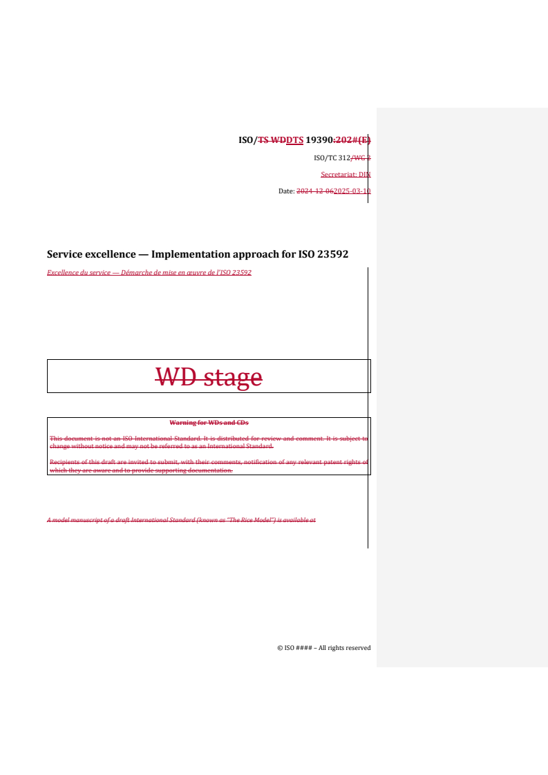 REDLINE ISO/DTS 19390 - Service excellence — Implementation approach for ISO 23592
Released:10. 03. 2025