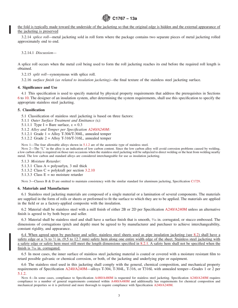 REDLINE ASTM C1767-13a - Standard Specification for Stainless Steel Jacketing for Insulation