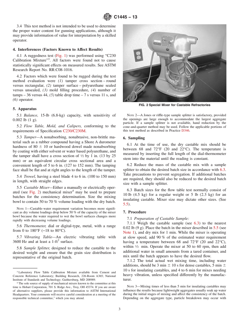 ASTM C1445-13 - Standard Test Method for  Measuring Consistency of Castable Refractory Using a Flow Table