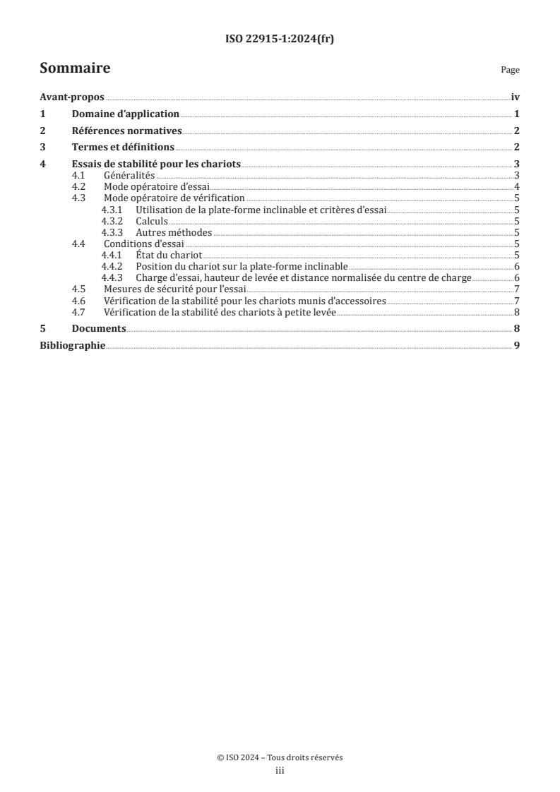 ISO 22915-1:2024 - Chariots de manutention — Vérification de la stabilité — Partie 1: Généralités
Released:13. 06. 2024