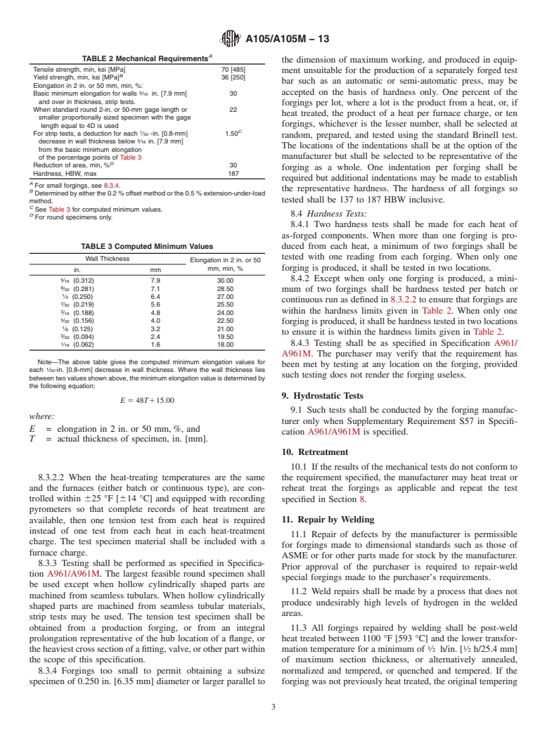 ASTM A105/A105M-13 - Standard Specification for  Carbon Steel Forgings for Piping Applications