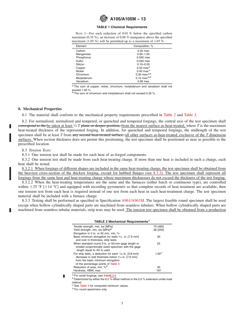 REDLINE ASTM A105/A105M-13 - Standard Specification for  Carbon Steel Forgings for Piping Applications