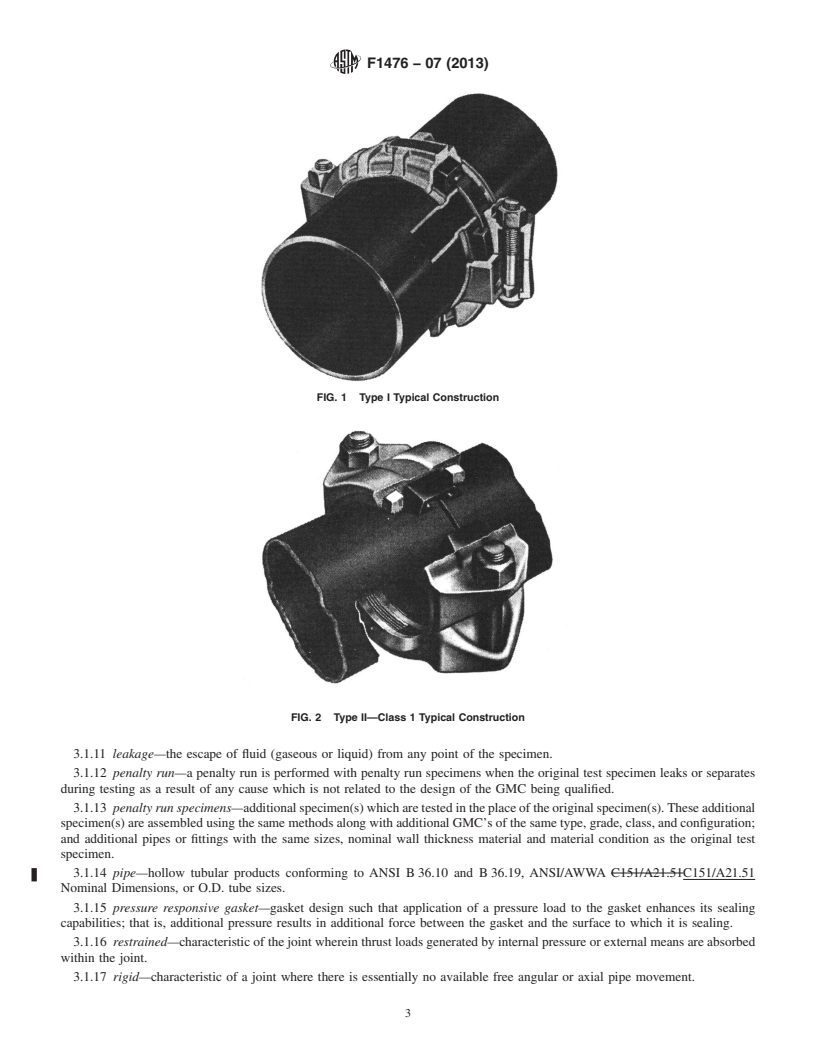 REDLINE ASTM F1476-07(2013) - Standard Specification for  Performance of Gasketed Mechanical Couplings for Use in Piping   Applications