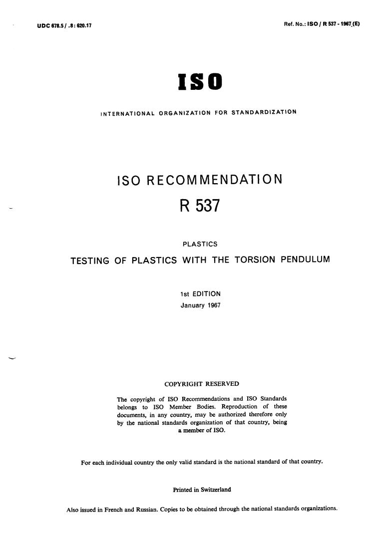 ISO/R 537:1967 - Title missing - Legacy paper document
Released:1/1/1967