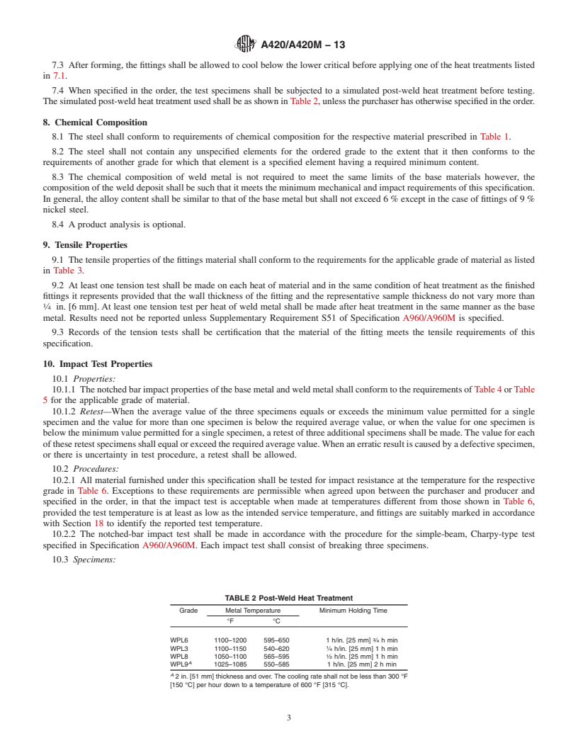 REDLINE ASTM A420/A420M-13 - Standard Specification for  Piping Fittings of Wrought Carbon Steel and Alloy Steel for   Low-Temperature Service