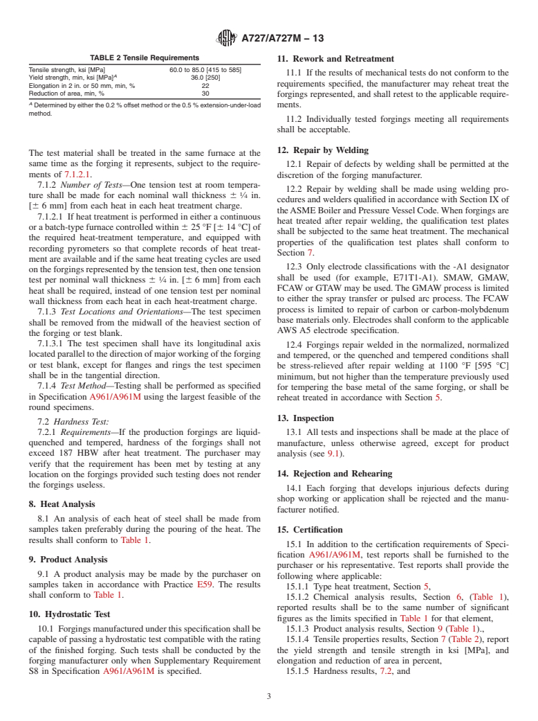 ASTM A727/A727M-13 - Standard Specification for  Carbon Steel Forgings for Piping Components with Inherent Notch   Toughness