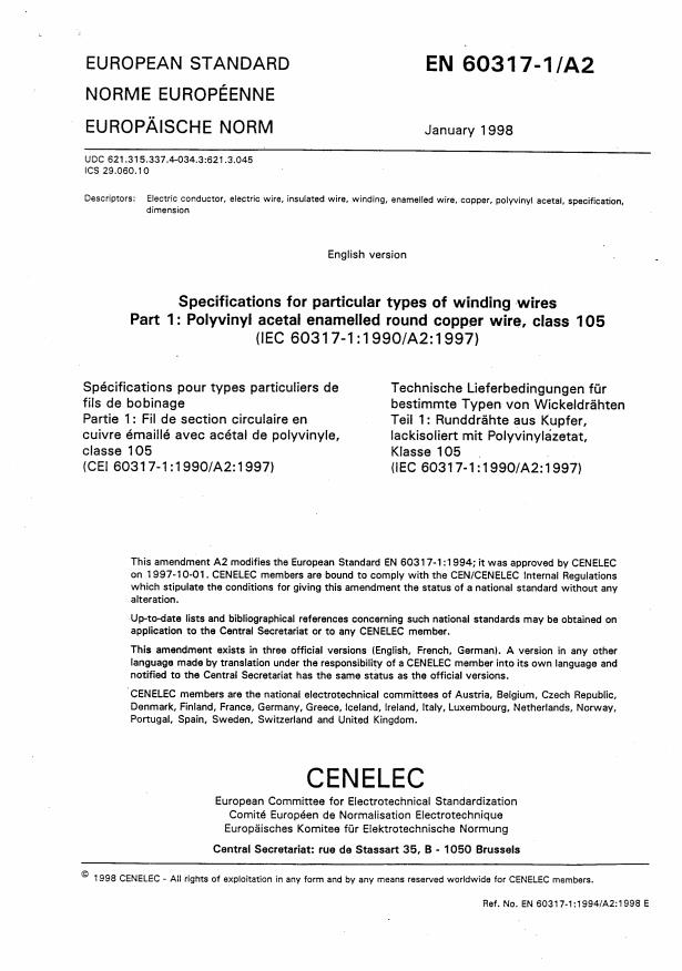 EN 60317-1:2001/A2:2002