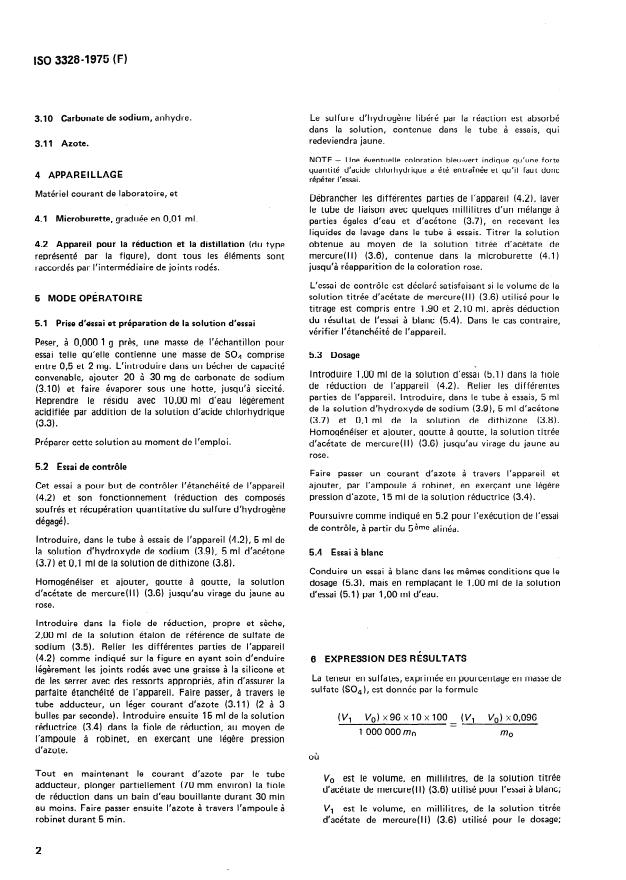 ISO 3328:1975 ISO 3328:1975 - Acide nitrique a usage industriel -- Dosage des sulfates -- Méthode par réduction et titrimétrie - Page 4 preview