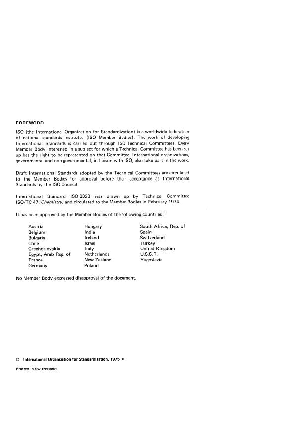 ISO 3328:1975 ISO 3328:1975 - Nitric acid for industrial use -- Determination of sulphate content -- Method by reduction and titrimetry - Page 2 preview