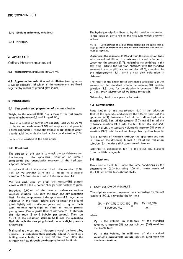 ISO 3328:1975 ISO 3328:1975 - Nitric acid for industrial use -- Determination of sulphate content -- Method by reduction and titrimetry - Page 4 preview