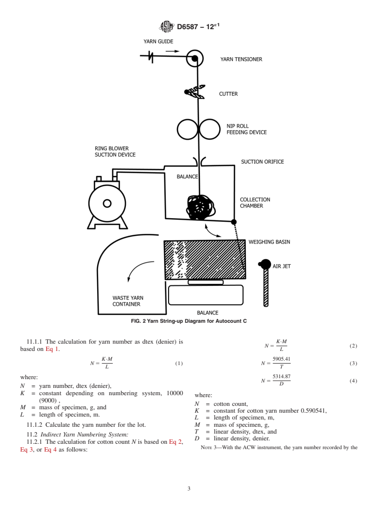 ASTM D6587-12e1 - Standard Test Method for  Yarn Number Using Automatic Tester