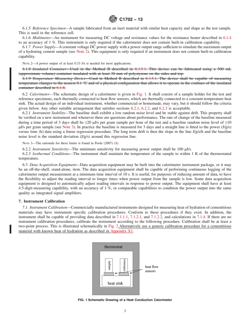 REDLINE ASTM C1702-13 - Standard Test Method for  Measurement of Heat of Hydration of Hydraulic Cementitious  Materials Using Isothermal Conduction Calorimetry