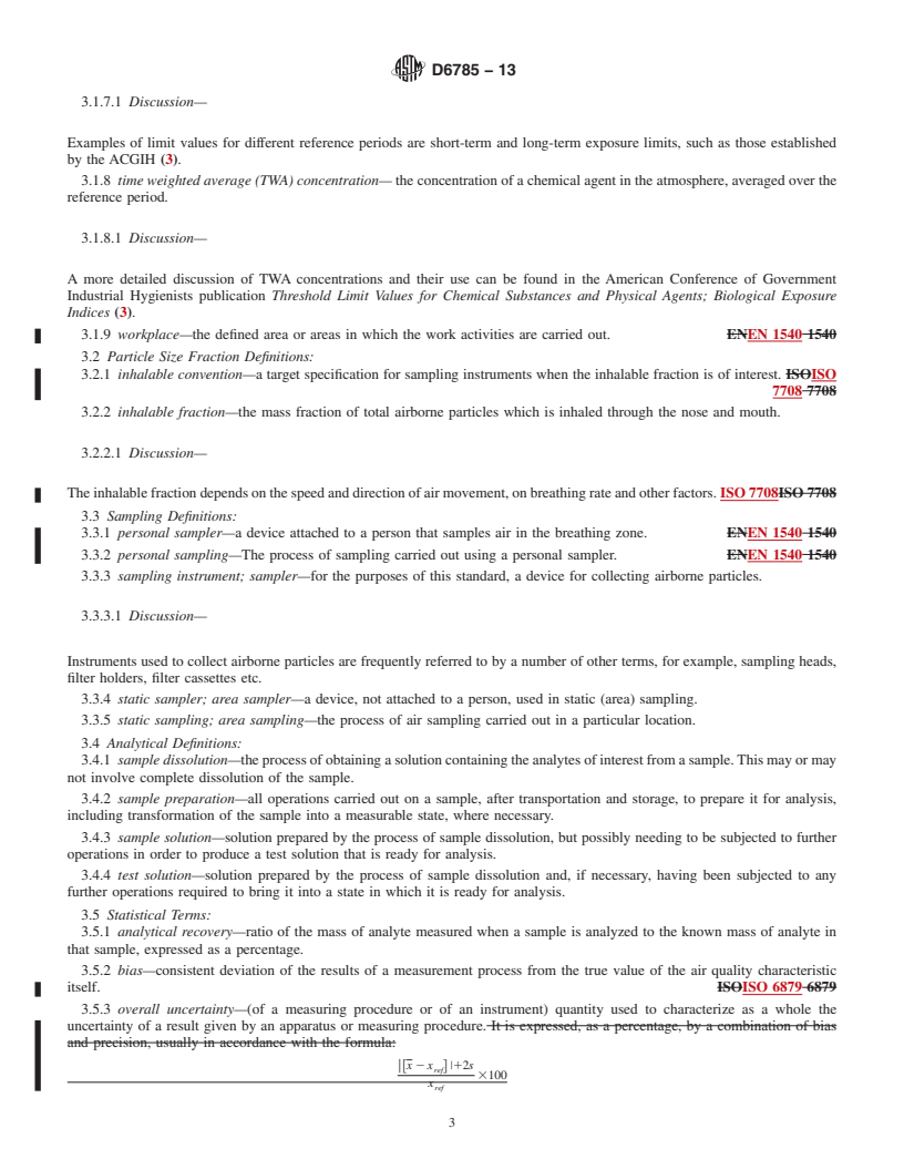 REDLINE ASTM D6785-13 - Standard Test Method for  Determination of Lead in Workplace Air Using Flame or Graphite  Furnace Atomic Absorption Spectrometry