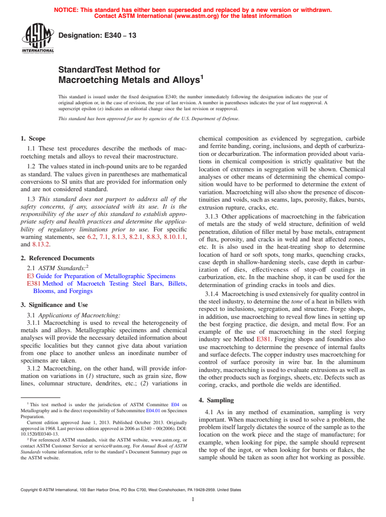 ASTM E340-13 - Standard Test Method for  Macroetching Metals and Alloys