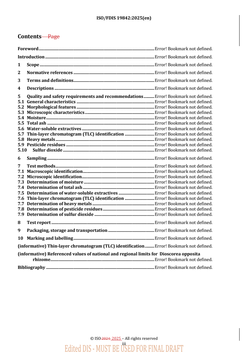 REDLINE ISO/FDIS 19842 - Traditional Chinese medicine — Dioscorea opposita rhizome
Released:27. 01. 2025