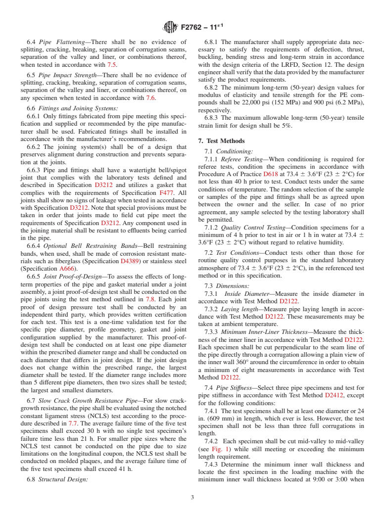 ASTM F2762-11e1 - Standard Specification for  12 to 30 in. (300 to 750 mm) Annular Corrugated Profile-Wall   Polyethylene (PE) Pipe and Fittings for Sanitary Sewer Applications (Withdrawn 2016)