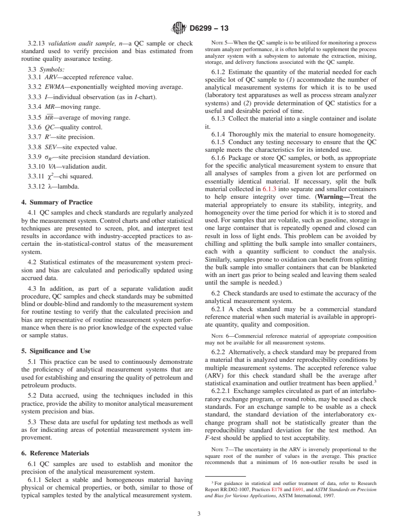 ASTM D6299-13 - Standard Practice for  Applying Statistical Quality Assurance and Control Charting   Techniques to Evaluate Analytical Measurement System Performance