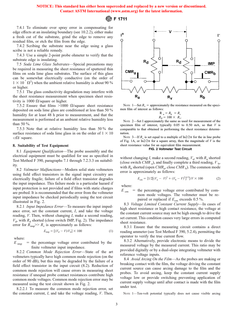 ASTM F1711-96 - Standard Practice for Measuring Sheet Resistance of Thin Film Conductors for Flat Panel Display Manufacturing Using a Four-Point Probe