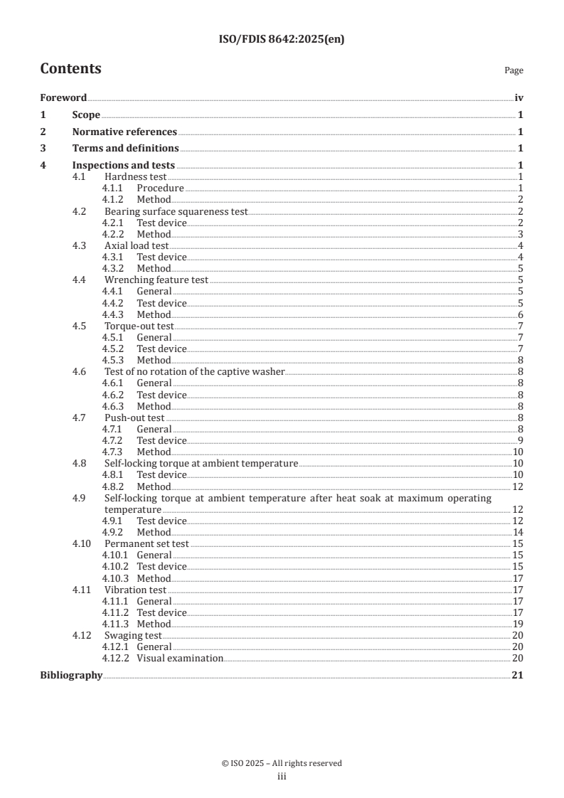 ISO/FDIS 8642 - Aerospace — Self-locking nuts with maximum operating temperature greater than 425 °C — Test methods
Released:4. 04. 2025