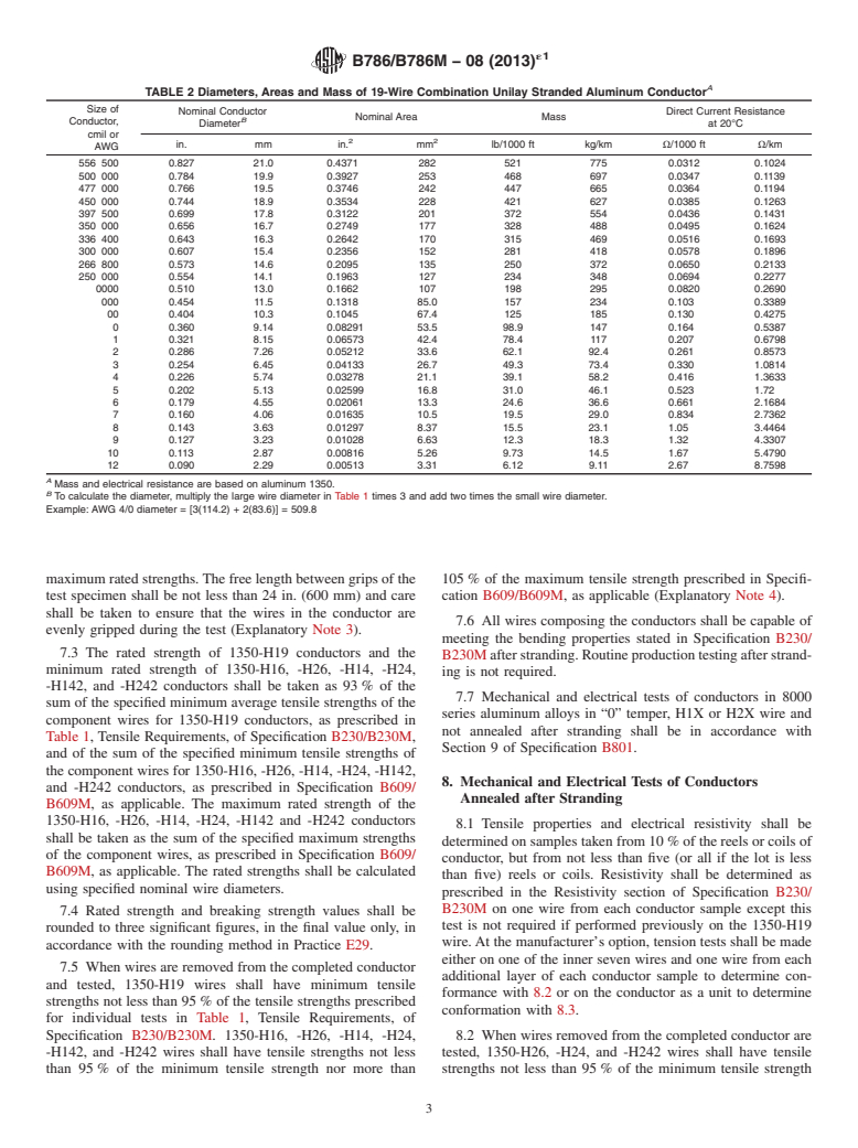 ASTM B786/B786M-08(2013)e1 - Standard Specification for 19 Wire Combination Unilay-Stranded Aluminum  Conductors for   Subsequent Insulation