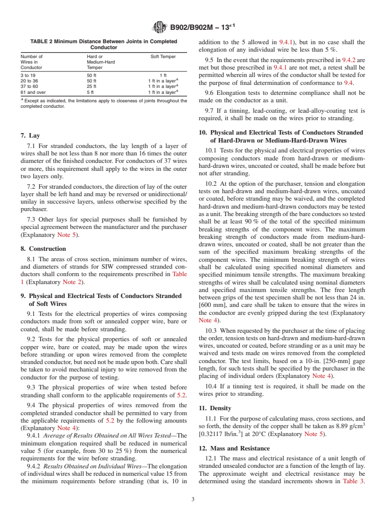 ASTM B902/B902M-13e1 - Standard Specification for Compressed Round Stranded Copper Conductors, Hard, Medium-Hard,   or Soft Using Single Input Wire Construction