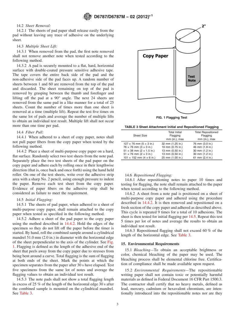 ASTM D6787/D6787M-02(2012)e1 - Standard Specification for Repositionable Note Pad