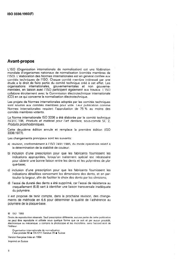 ISO 3336:1993 ISO 3336:1993 - Produits et matériel pour l'art dentaire -- Dents en polymeres synthétiques - Page 2 preview