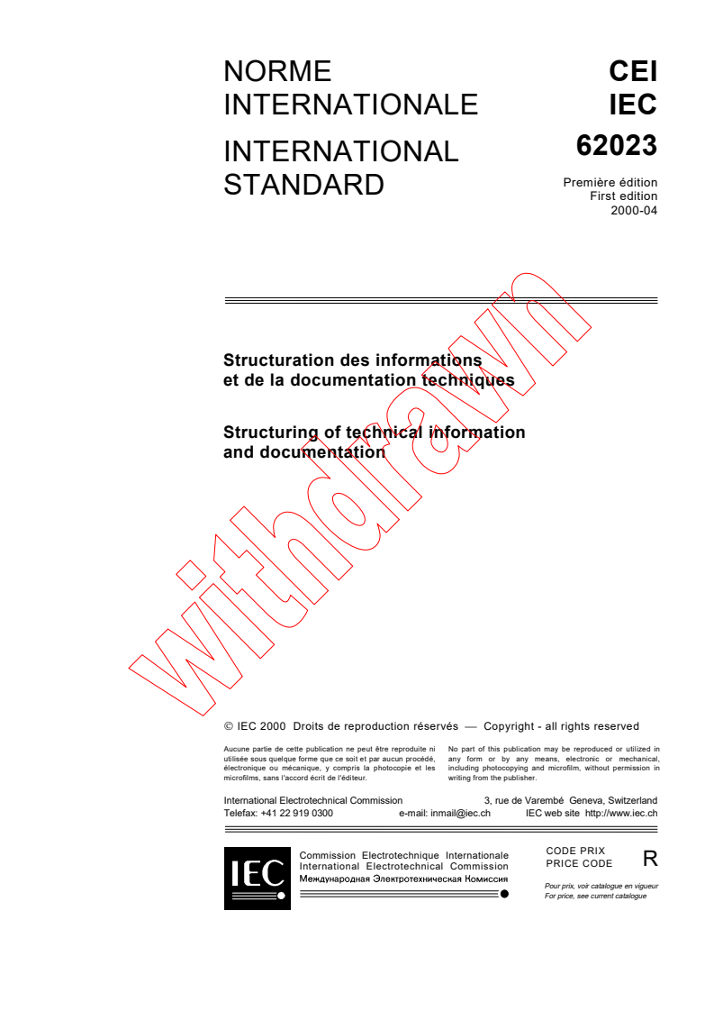 IEC 62023:2000 - Structuring of technical information and documentation
Released:4/18/2000
Isbn:2831851971