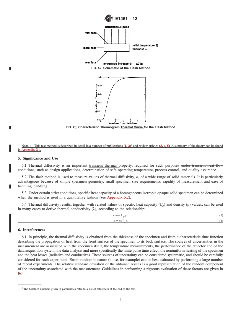 REDLINE ASTM E1461-13 - Standard Test Method for  Thermal Diffusivity by the Flash Method