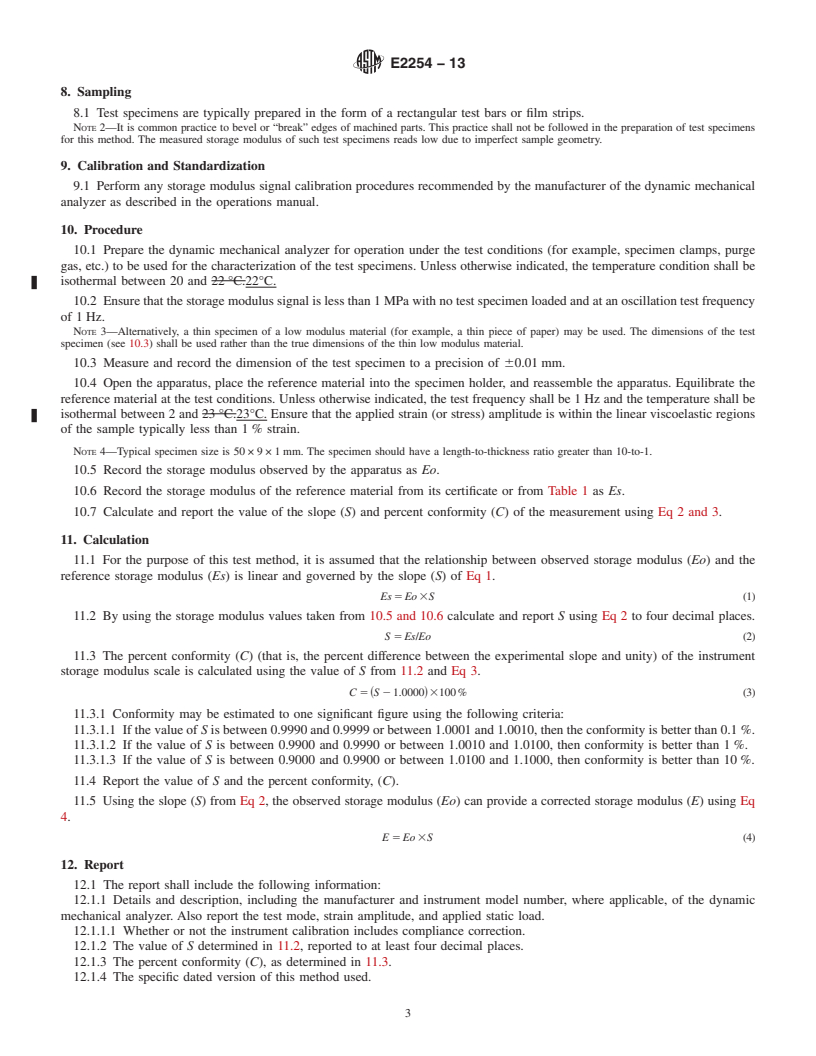 REDLINE ASTM E2254-13 - Standard Test Method for  Storage Modulus Calibration of Dynamic Mechanical Analyzers