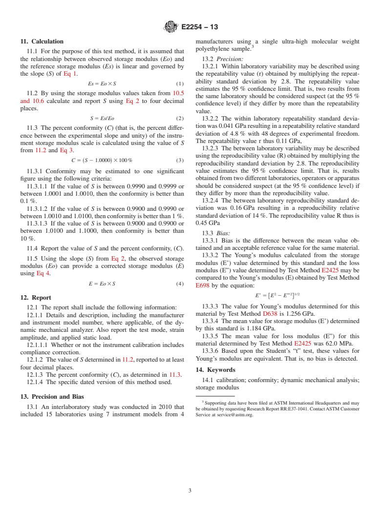 ASTM E2254-13 - Standard Test Method for  Storage Modulus Calibration of Dynamic Mechanical Analyzers