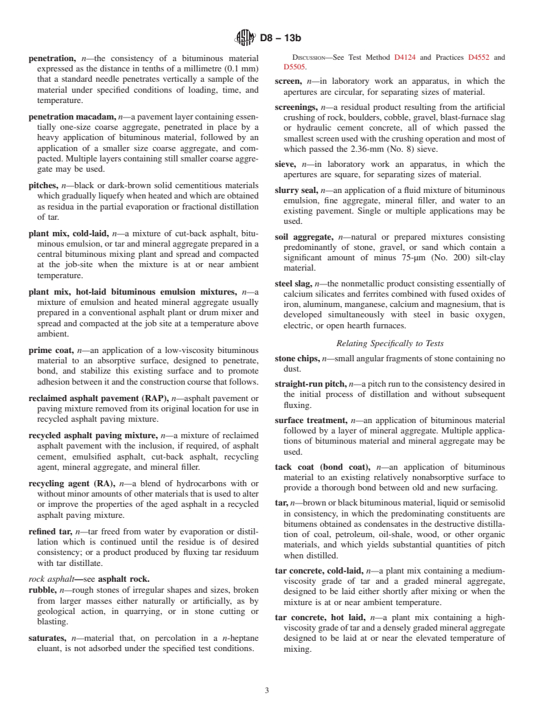 ASTM D8-13b - Standard Terminology Relating to  Materials for Roads and Pavements