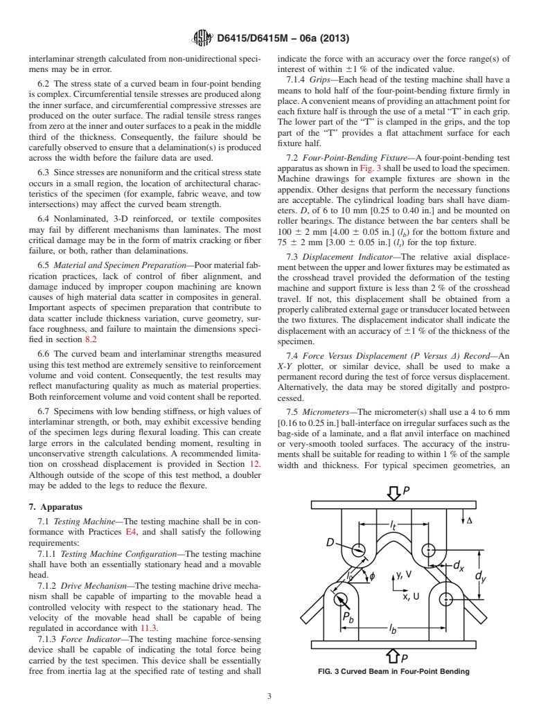 ASTM D6415/D6415M-06a(2013) - Standard Test Method for  Measuring the Curved Beam Strength of a Fiber-Reinforced Polymer-Matrix  Composite