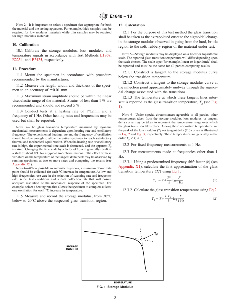 ASTM E1640-13 - Standard Test Method for  Assignment of the Glass Transition Temperature By Dynamic Mechanical  Analysis