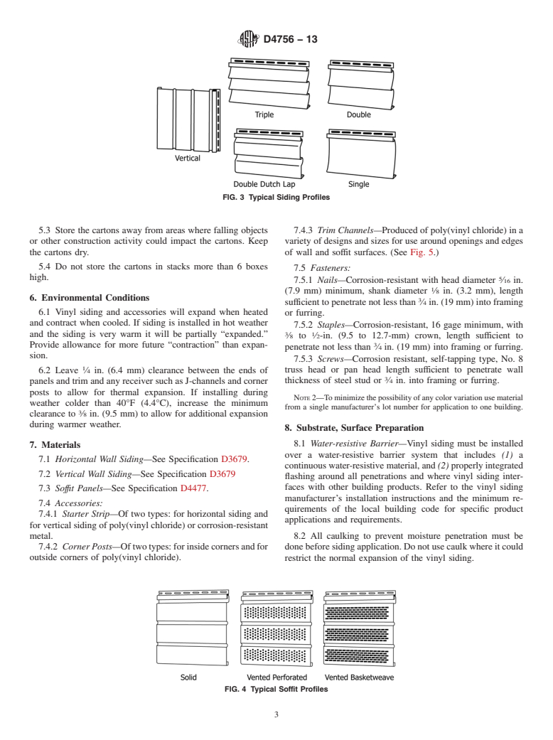 ASTM D4756-13 - Standard Practice for  Installation of Rigid Poly(Vinyl Chloride) (PVC) Siding and  Soffit