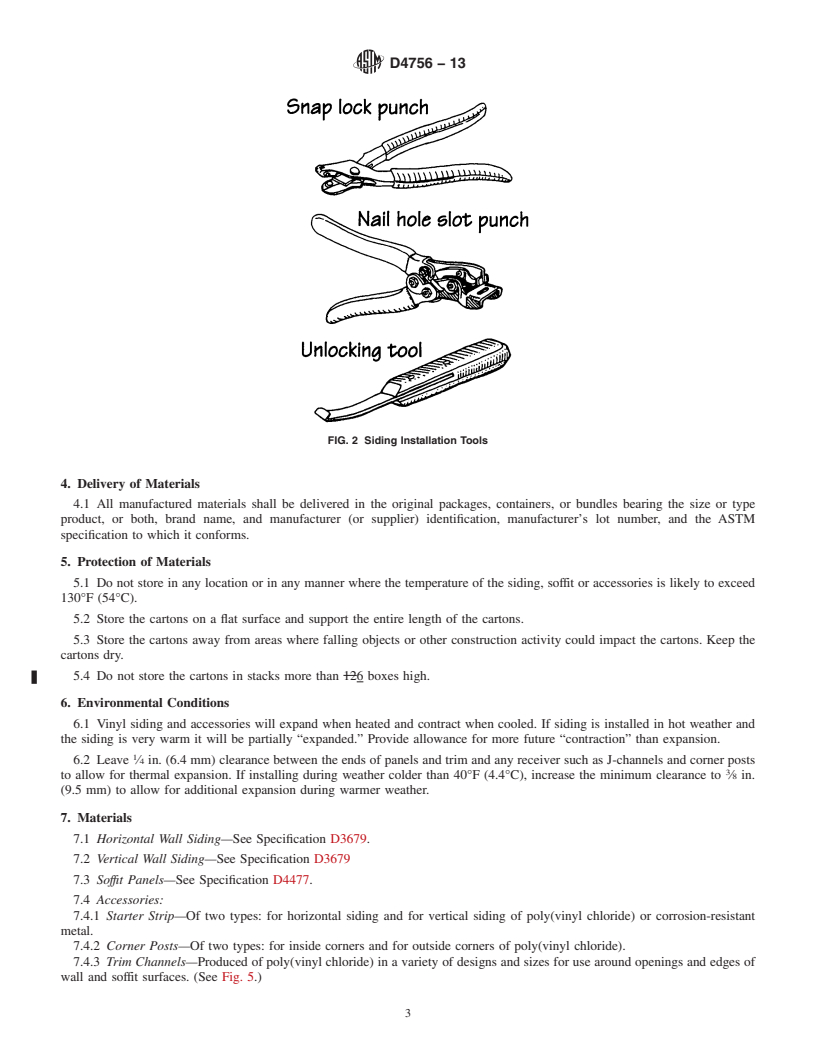 REDLINE ASTM D4756-13 - Standard Practice for  Installation of Rigid Poly(Vinyl Chloride) (PVC) Siding and  Soffit