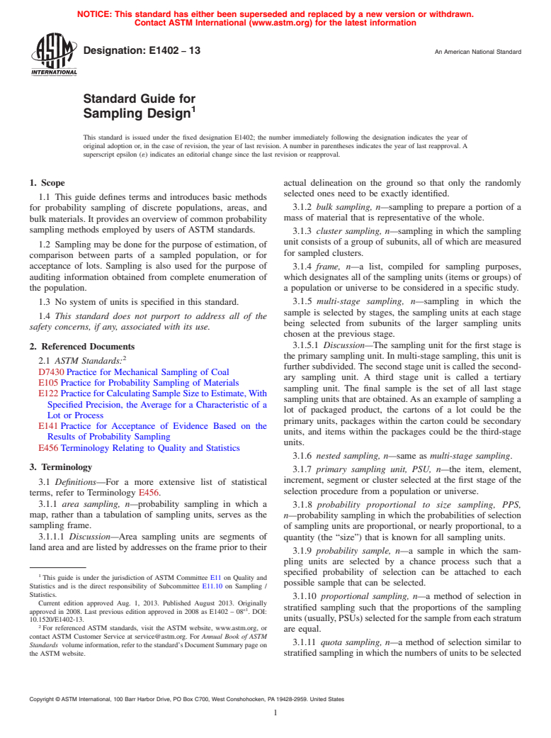 ASTM E1402-13 - Standard Guide for  Sampling Design