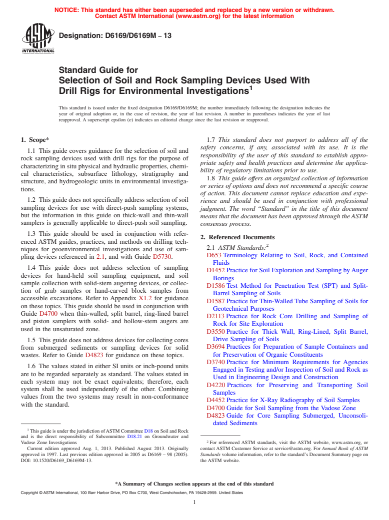 ASTM D6169/D6169M-13 - Standard Guide for Selection of Soil and Rock ...