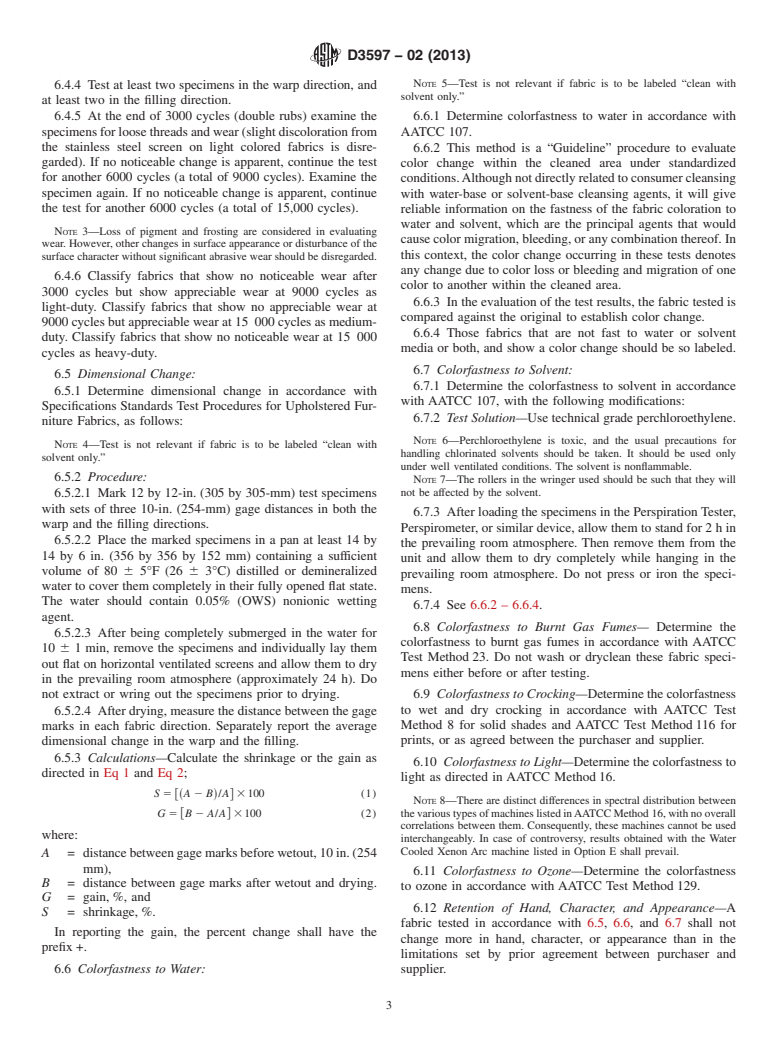 ASTM D3597-02(2013) - Standard Performance Specification for  Woven Upholstery Fabrics&mdash;Plain, Tufted, or Flocked