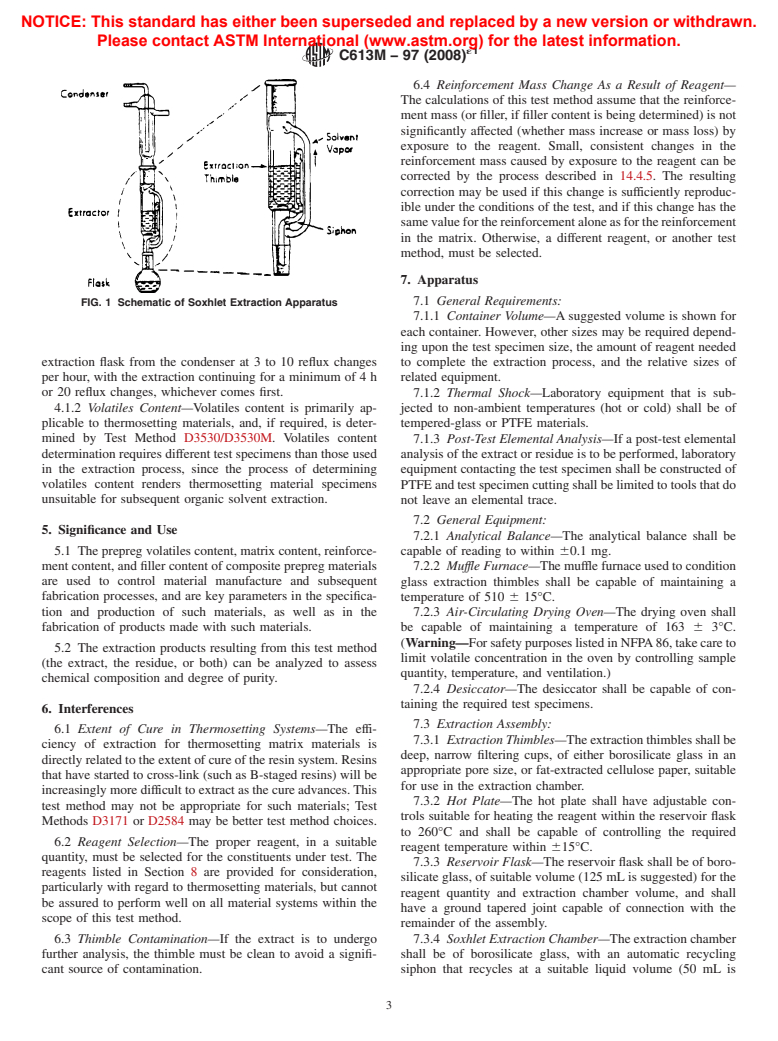 ASTM C613M-97(2008)e1 - Standard Test Method for Constituent Content of Composite Prepreg by Soxhlet Extraction