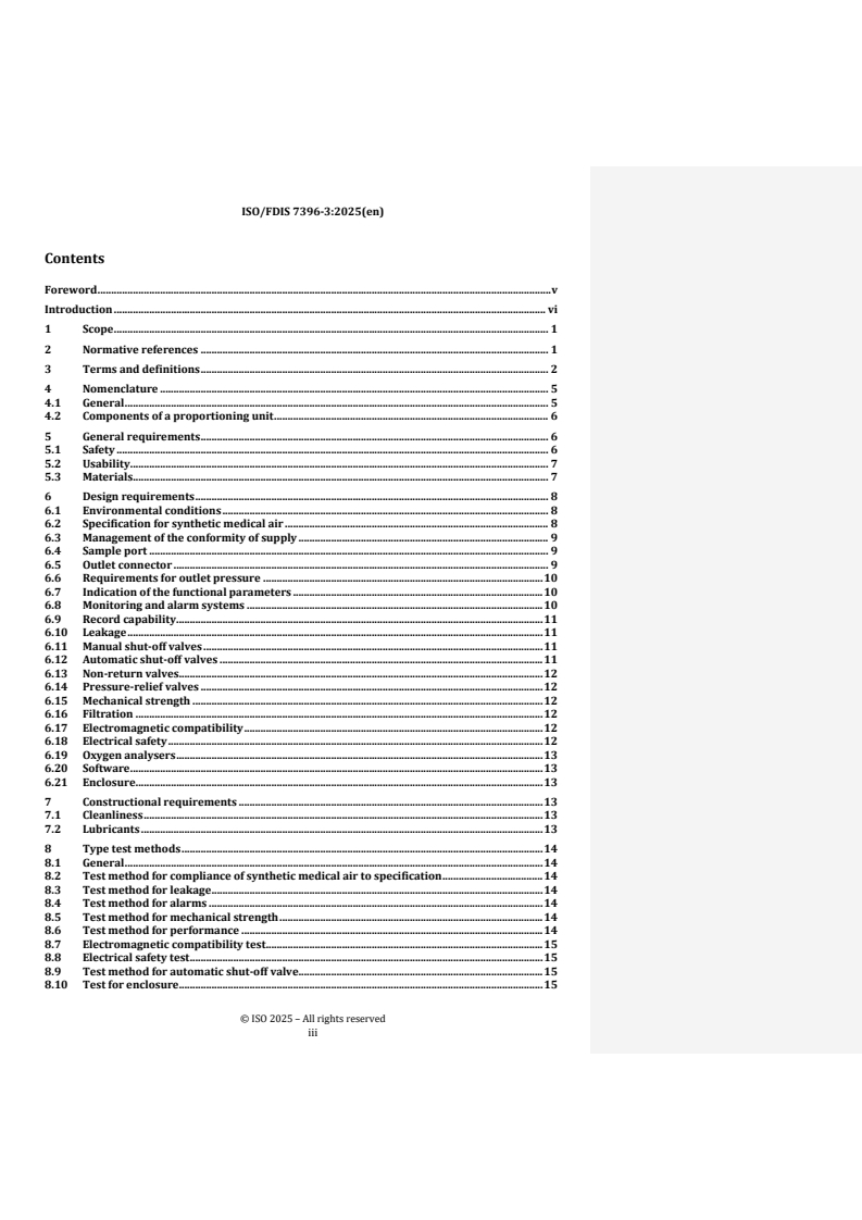 REDLINE ISO/FDIS 7396-3 - Medical gas pipeline systems — Part 3: Proportioning units for the production of synthetic medical air
Released:18. 03. 2025