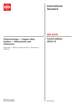 ISO 4379:2024 - Plain bearings — Copper alloy bushes — Dimensions and tolerances
Released:12/19/2024 - Page 1 preview