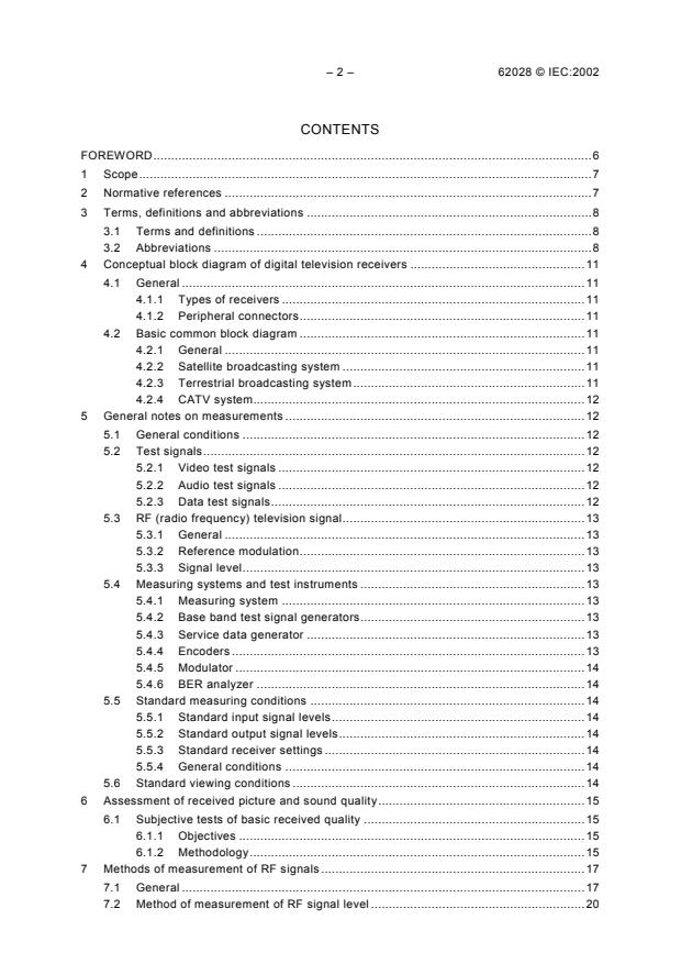 IEC 62028:2002 IEC 62028:2002 - General methods of measurement for digital television receivers - Page 4 preview