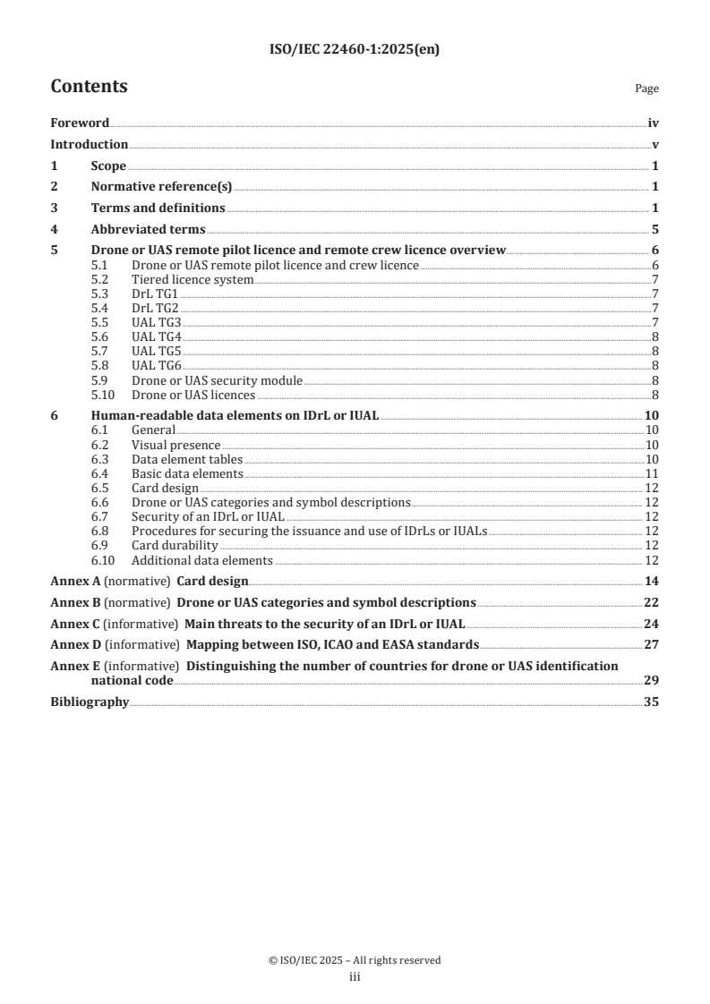 ISO/IEC 22460-1:2025 - Cards and security devices for personal identification — ISO UAS licence and drone or UAS security module — Part 1: Physical characteristics and basic data sets for UAS licence
Released:2. 05. 2025