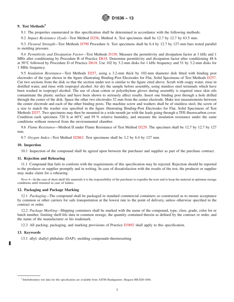 REDLINE ASTM D1636-13 - Standard Specification for  Allyl Molding Compounds